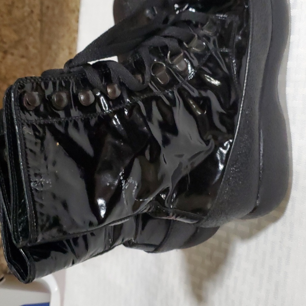 Sonia Rykiel black patent leather Steampunk Goth  laceup boots size 8 - Picture 8 of 16